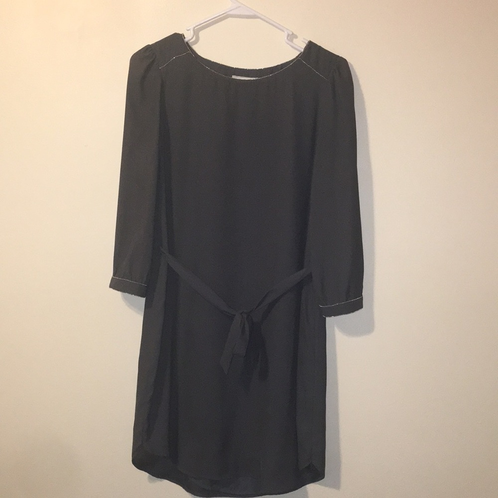 Gray dress with beaded trim